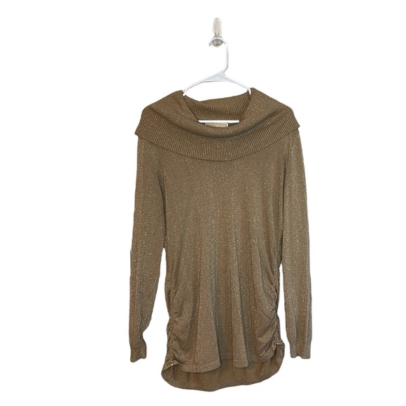 MICHAEL KORS WOMENS SWEATER BASICS COLOR SHINY GOLD SIZE XL - Picture 1 of 3